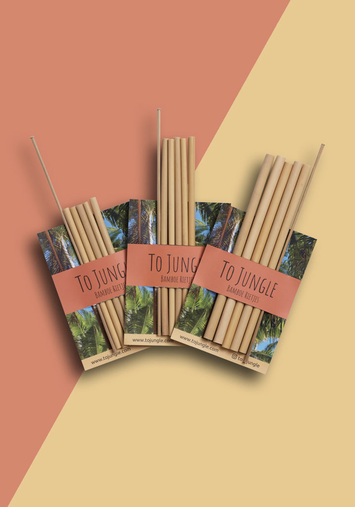 To Jungle Bamboe rietjes drie setjes in verpakking